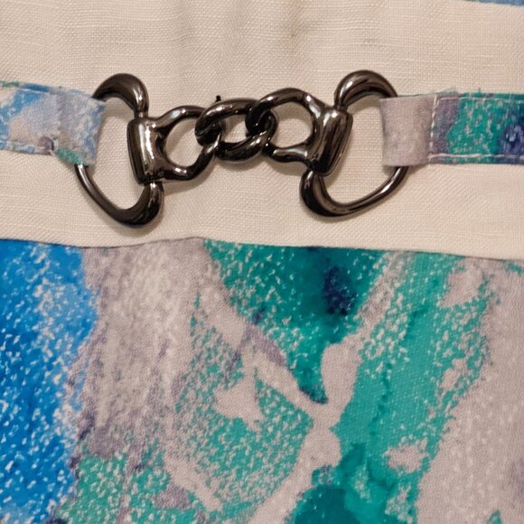 Alex Marie Petite 4P Blue & White Floral Sleeveless Knee-Length Dress $129.00. - Picture 9 of 14